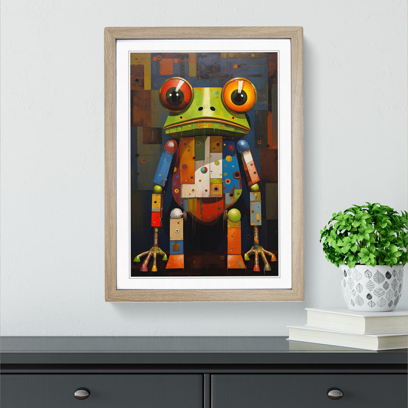 Frog Constructivism No.3 - Framed Print, 64cm H x 46cm W, Oak Framed