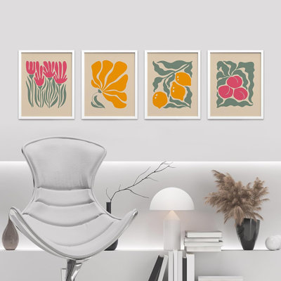 " Abstract Flower Art Print " 4 - Pieces