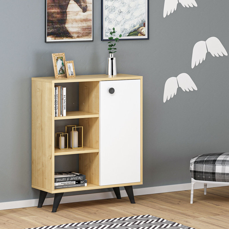 Wickett 90.6cm H x 72cm W Standard Bookcase, Brown/White