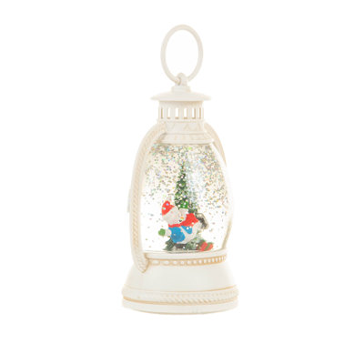 White Lantern LED Snow Globe