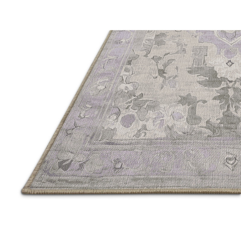Machine Washable Beige Area Rug, Rectangle 5' x 8'