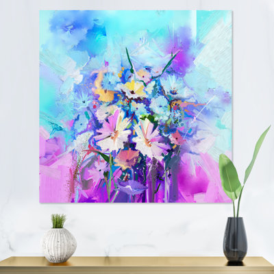 Turquoise, mauve, grunge, huile sur toile II, reproduction d'art sur toile