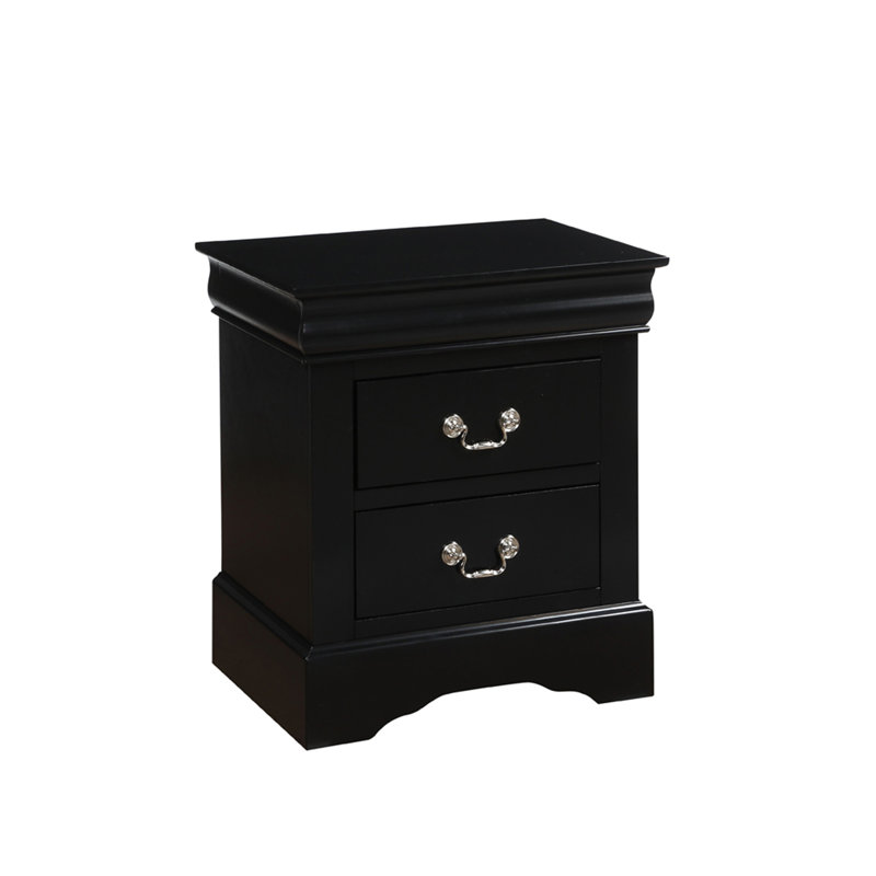 Louis Black Finish Philippe III Nightstand, Black