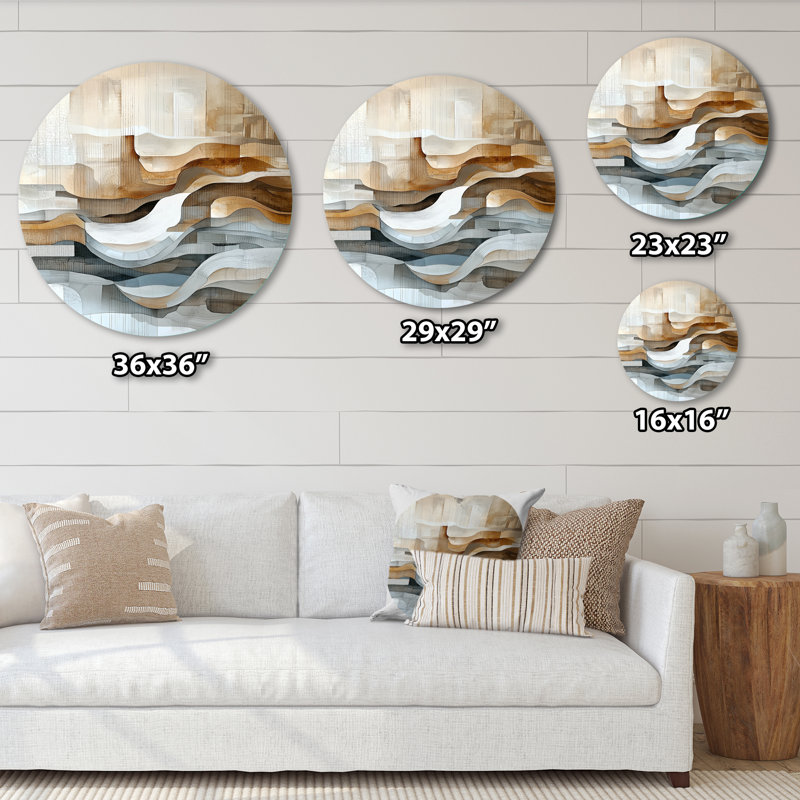 Arent - ligne abstraite, paysage, art mural rond en métal, H 36 po x l 36 po
