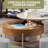  Round Lift Top Coffee Table With Storage, Nesting Table With 3 Stools & Stainless Steel Legs-1621803529