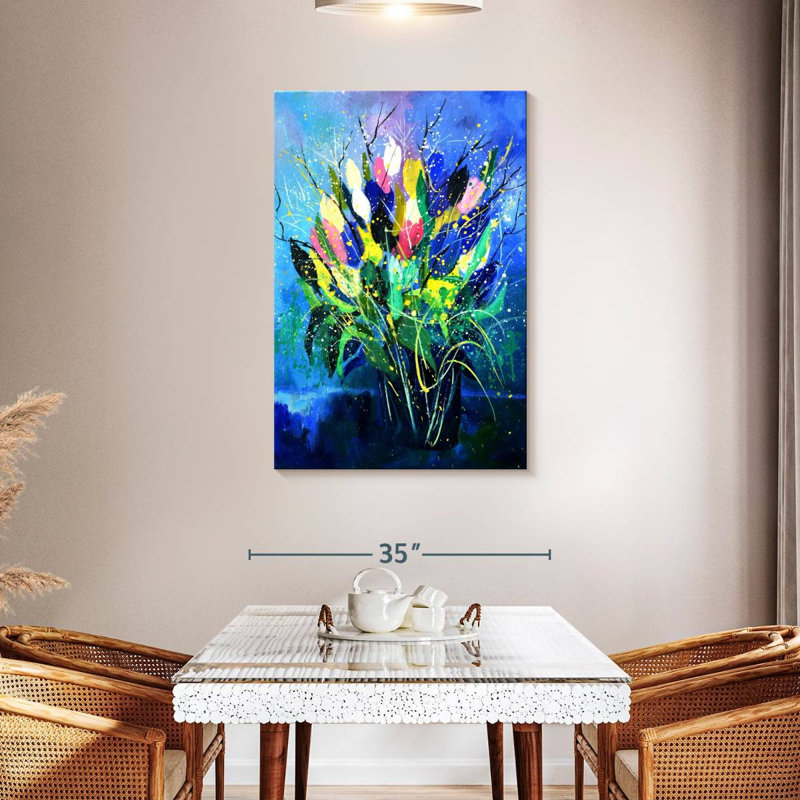 Avery Tulips On Blue, 45" H x 30" W