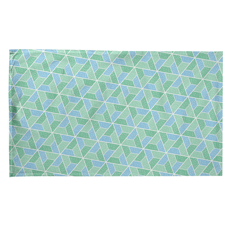 Torchon trapézoïde, Polyester sergé, Vert/bleu