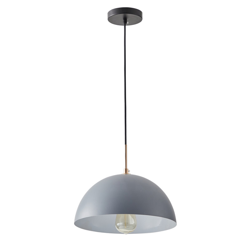 Luminaire suspendu bol 1 lumière Mileah, Gris
