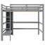 Lit mezzanine double avec tablettes multifonctionnelles et bureau sous le lit
