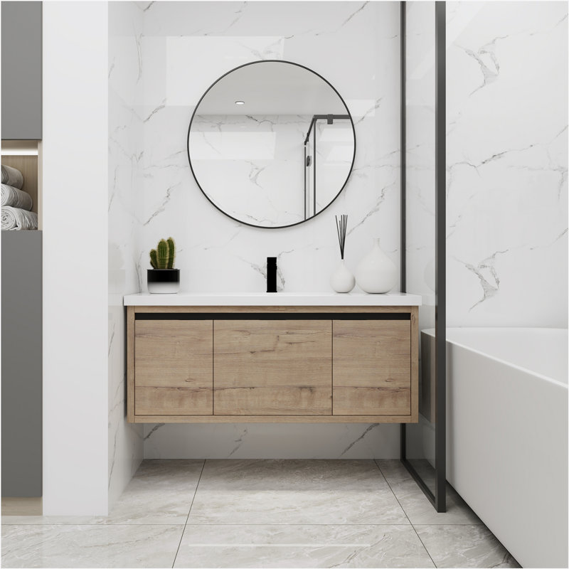 48 Inch Bathroom Cabinet With Sink,Soft Close Doors and Drawer,Float Mounting Design,48x18(KD-Packing), Wood