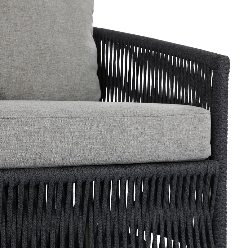 Porto Outdoor Swivel Lounge Chair, Alessi Slate, Thick Dark Gray Rope