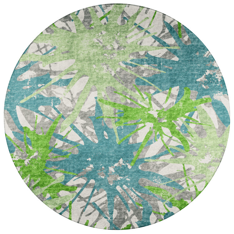 Tasarla Chenille Washable Abstract Indoor / Outdoor Rug