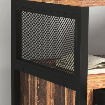 Support pour imprimante avec douille, brun rustique. Rangez les articles de bureau. Chargez les appareils. Mobile et polyvalent pour la maison. Soigneusement essentiels. Déplacez les roues librement. Accessoire