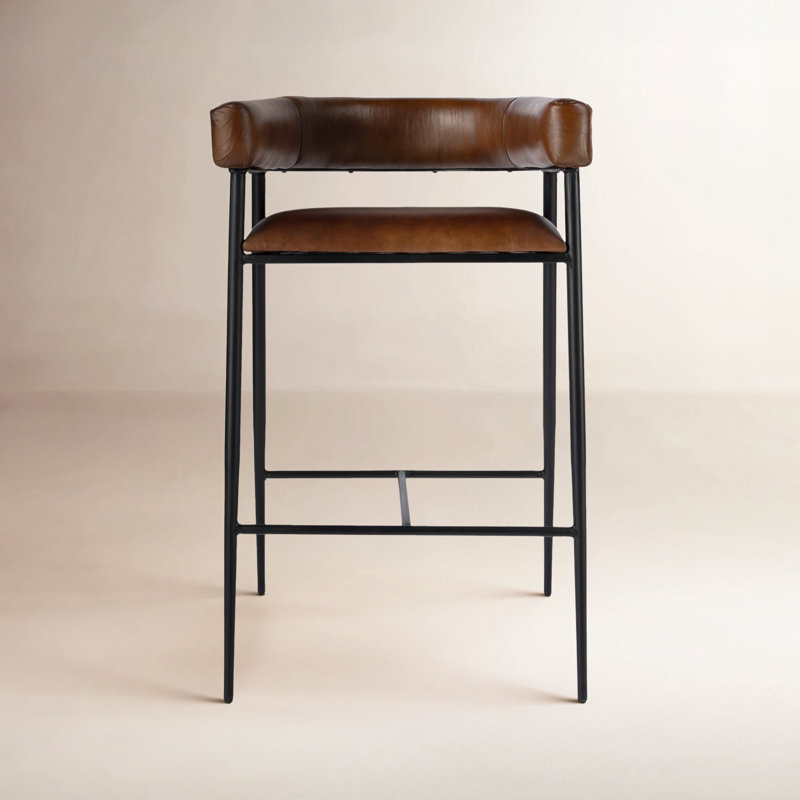 Dallas Leather and Iron cushioned 28.5" Bar Stool
