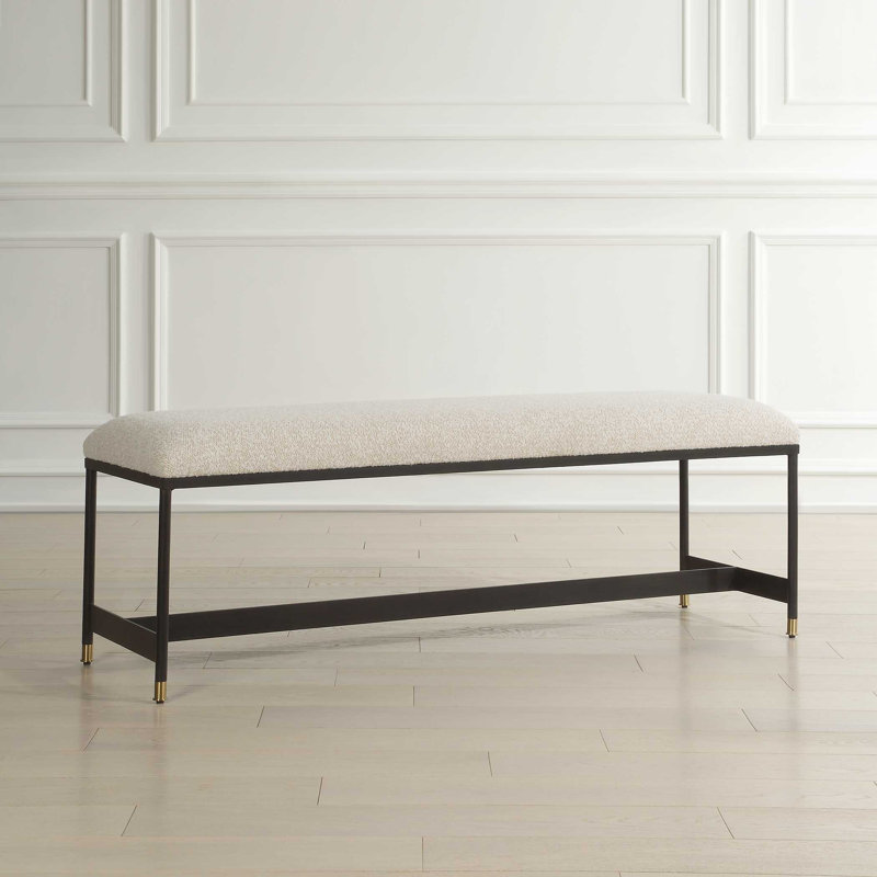 Banc rembourré blanc Uttermost Halston