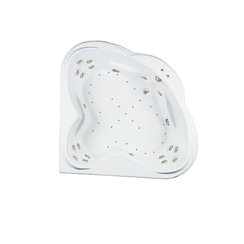 Baignoire de coin en acrylique avec drain central L 62 po x l 62 po