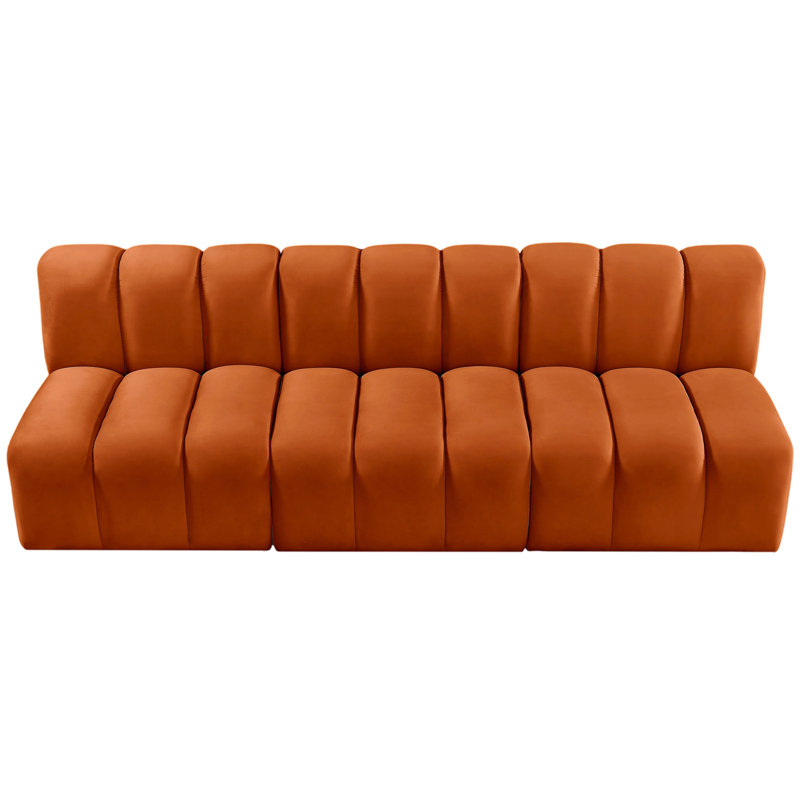 Hrach Upholstered Sectional Reversible, Cognac Velvet
