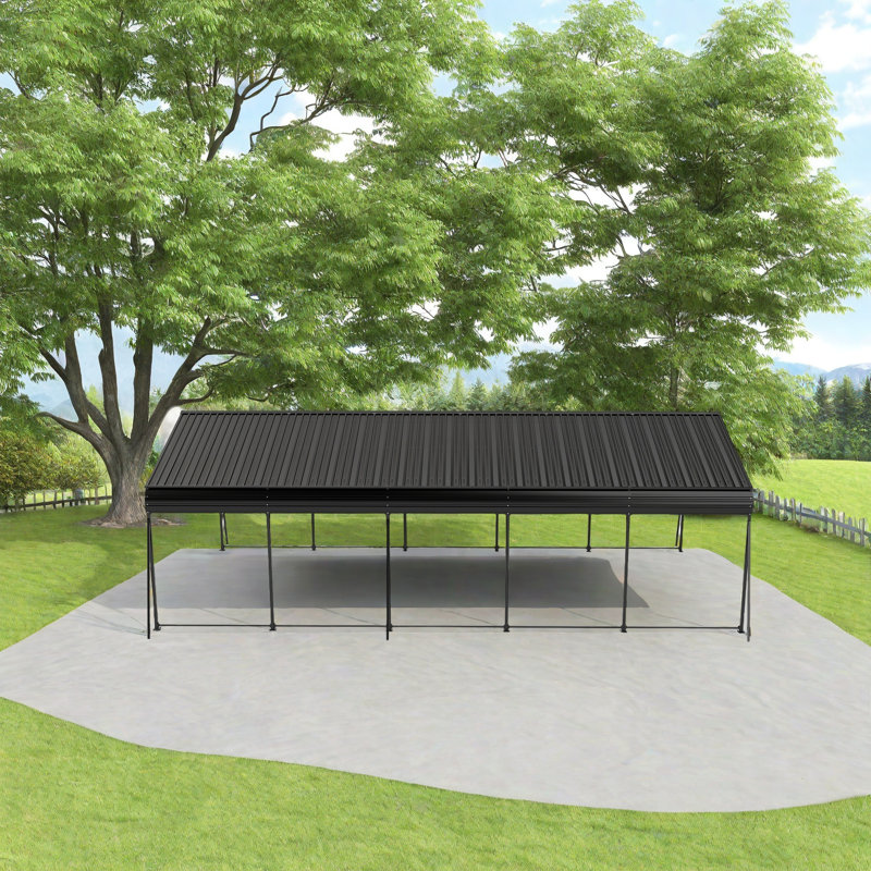 Double Carport Heavy-Duty Steel Parking Shelter, All-Weather Protection, Scratch-Resistant Coating, Wind & Snow Resistant, Includes Gloves, Hooks & Expansion Screws