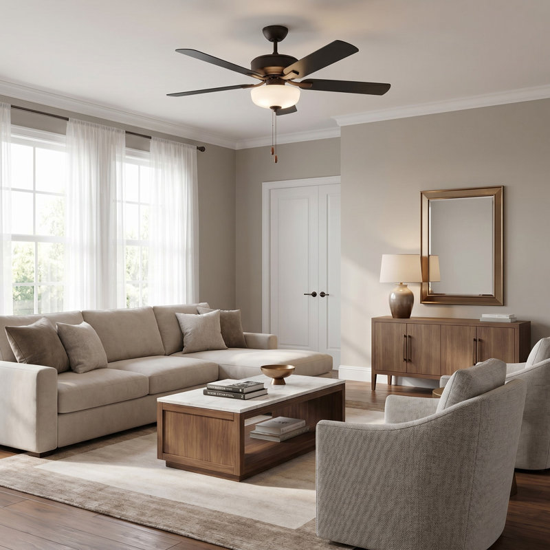 52'' Ceiling Fan with LED Lights, Bronze/American Walnut, Bronze
