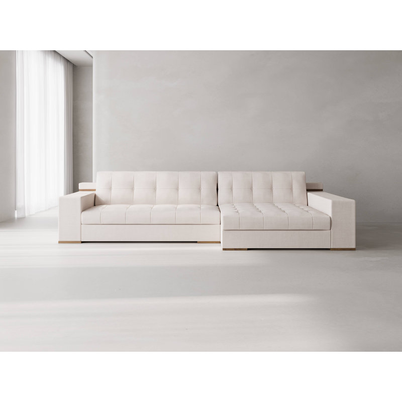 Indio Sectional With Bench, Nevis Ivory Polyester Blend