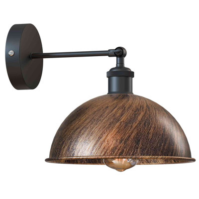 Dome Metal Wall Sconce, 180° Adjustable Industrial Wall Lamp for Bedside, Study, Kitchen, and Living Room Décor.