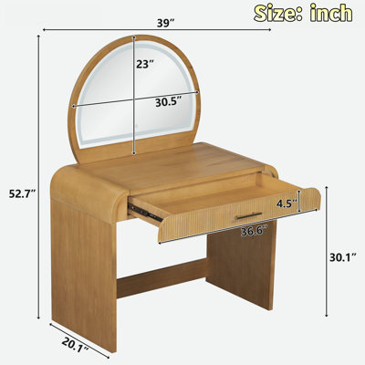 Table de coiffeuse avec miroir tactile et tiroir