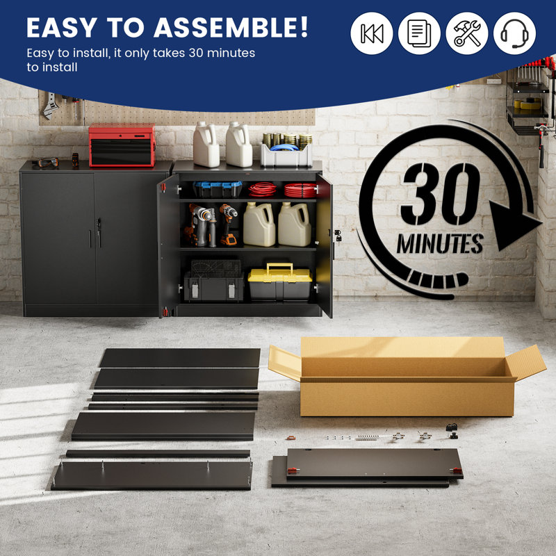 87 cm W 2 -Drawer Filing Cabinet, Black