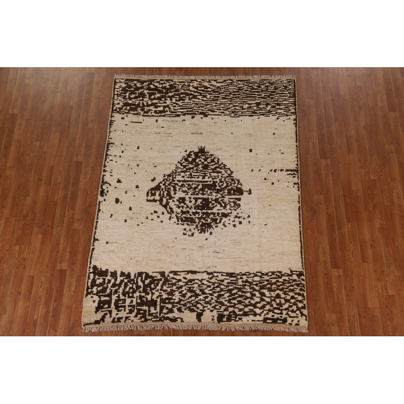 One-of-a-Kind Rectangle 6' X 8' New Age Wool Area Rug in