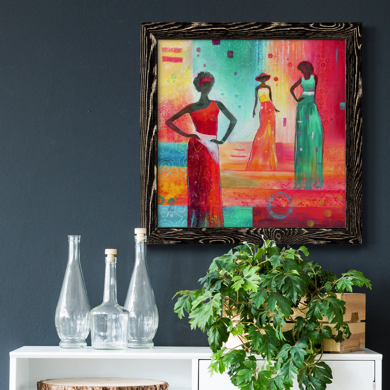Strike a Pose I - peinture encadrée, Cadre noir, H 17 po x l 17 po x P 1,5 po