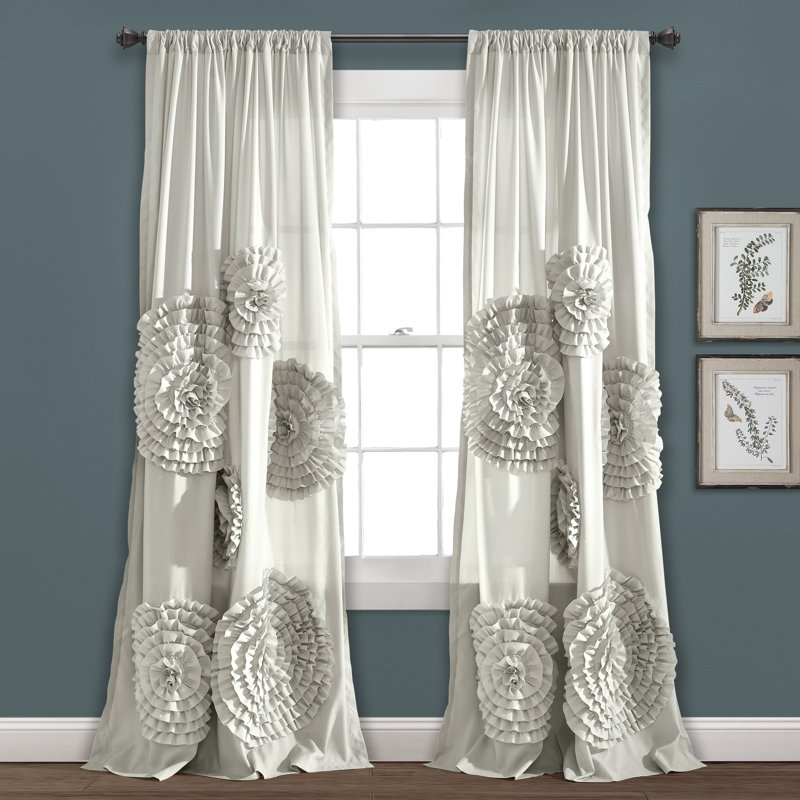 Semi Sheer Curtain Single Panel, Light Grey, 137cm W x 213cm L