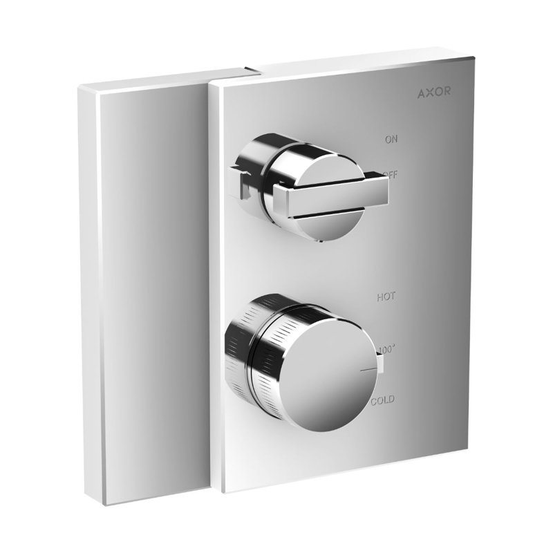 AXOR Edge Diamond Cut Thermostatic Trim with Volume Control Valve Trim Only, Chrome