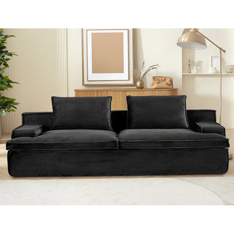 Comfortable Sectional Sofa with Multiple Functionalities for Living Room, Black