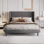 Lit plateforme tapissier Toderick avec aile de luxe et mélange de lin-985124325-985124330