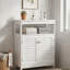 Armoire de salle de bain autoportante, armoire de rangement au sol, armoire de rangement de salle de bain blanche avec portes à volets amovibles