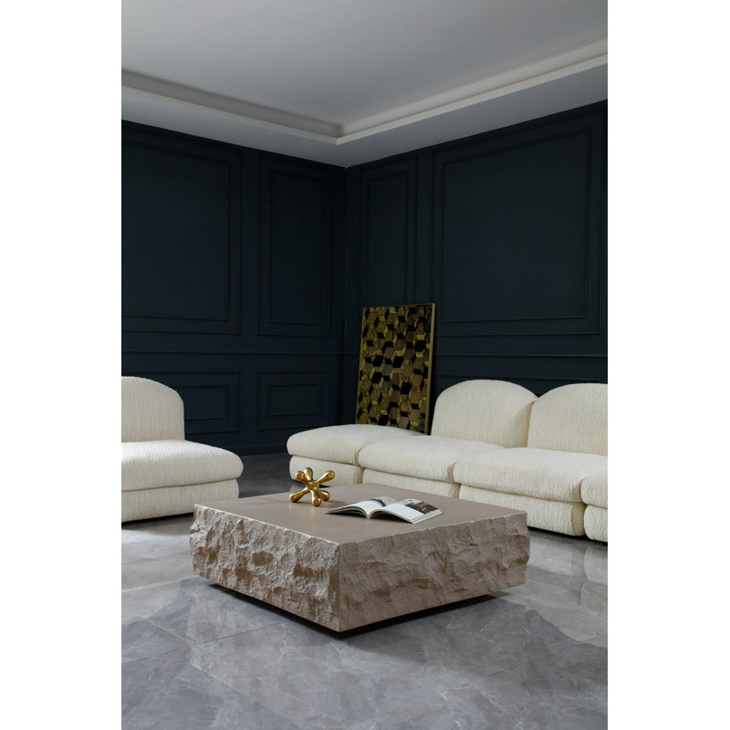 Aishat - Table basse carrée moderne, Beige
