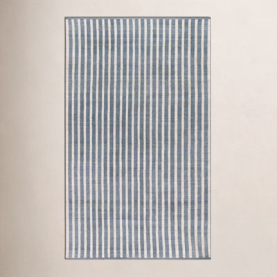 Acerra Blue Hand-Woven Striped Outdoor Rug