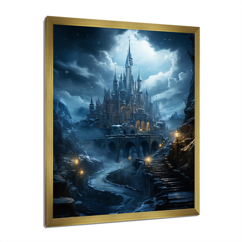 Lemmie " Castles Enchanted Twilight II ", Gold Picture Framed, 20" H x 12" W x 1" D
