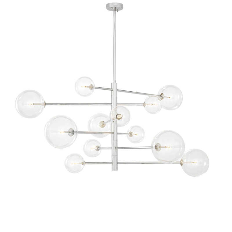 Argento 97" Nickel Finish Asymmetrical 12-Light Sputnik Chandelier