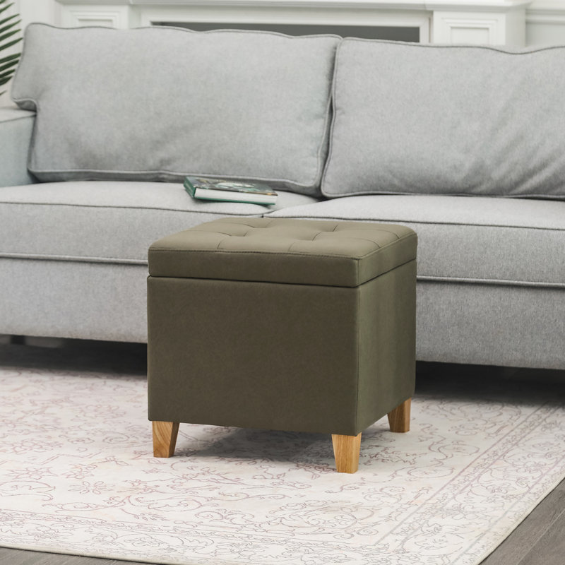 Repose-pieds avec repose-pieds en similicuir, Polyester vert