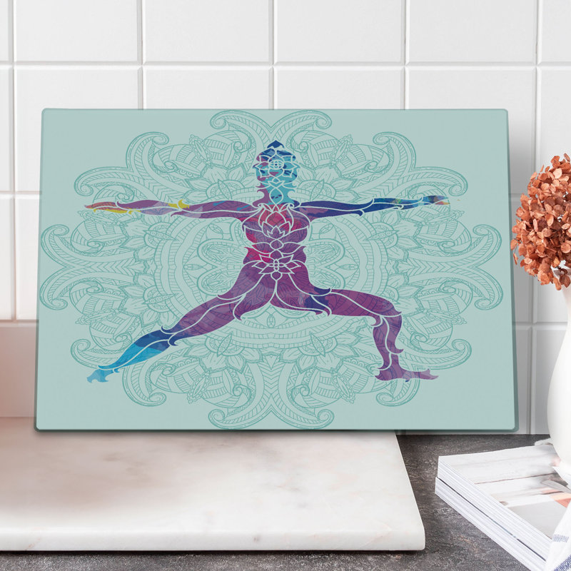 Planche à découper colorée Ambesonne grande taille Mandala Boho Silhouette mauve bleu