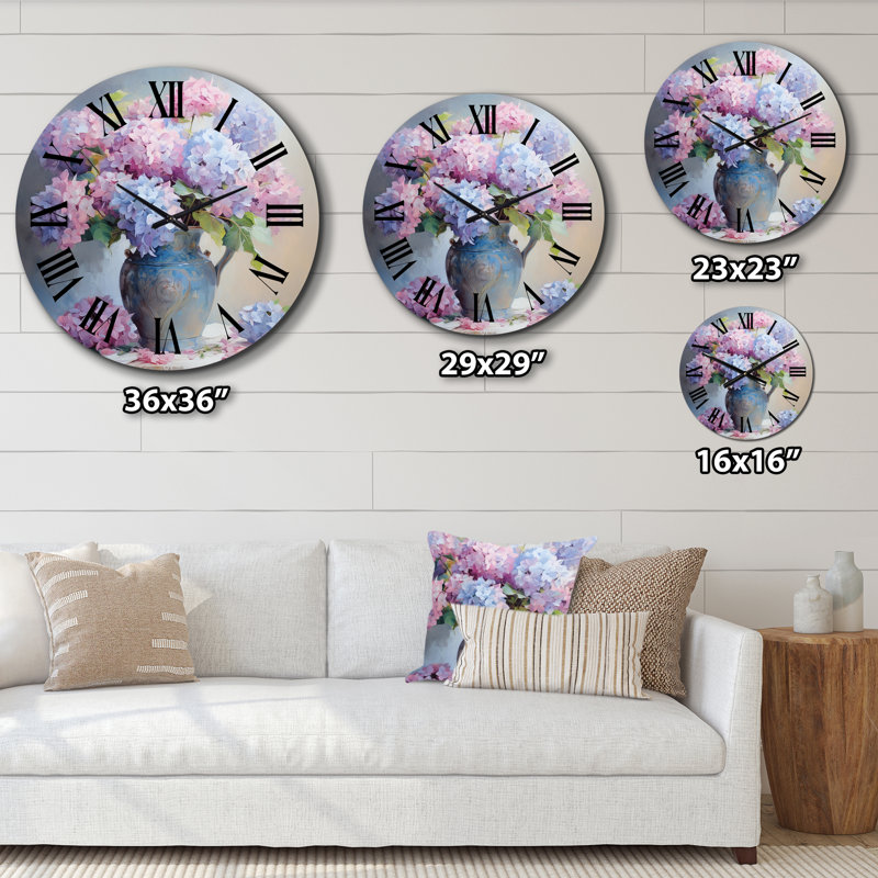Horloge murale Tender Hydrangea, Grand