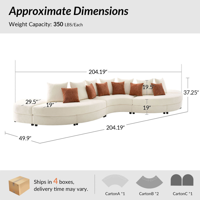 Canapé modulaire Modern David, Polyester ivoire