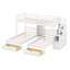 Triple lits superposés avec escalier et tiroirs de rangement, lit superposé simple au-dessus de simple et simple, structure en bois avec 3 lits superposés et tablettes intégrées