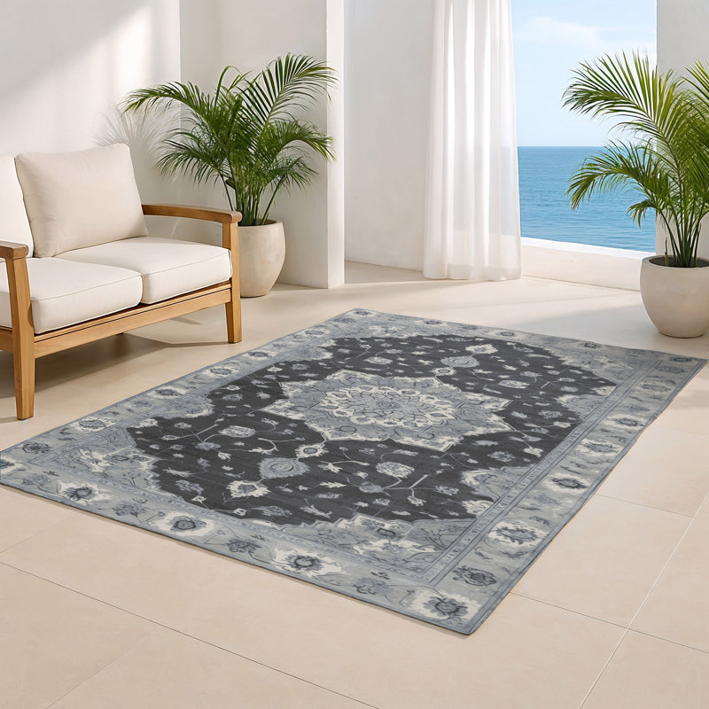 Tapis gris d'intérieur et d'extérieur Tabriz, Rectangle 4pi x 6 pi