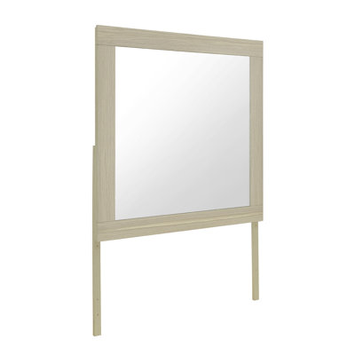 35" Natural Wood Square Frame Mounted Dresser Mirror