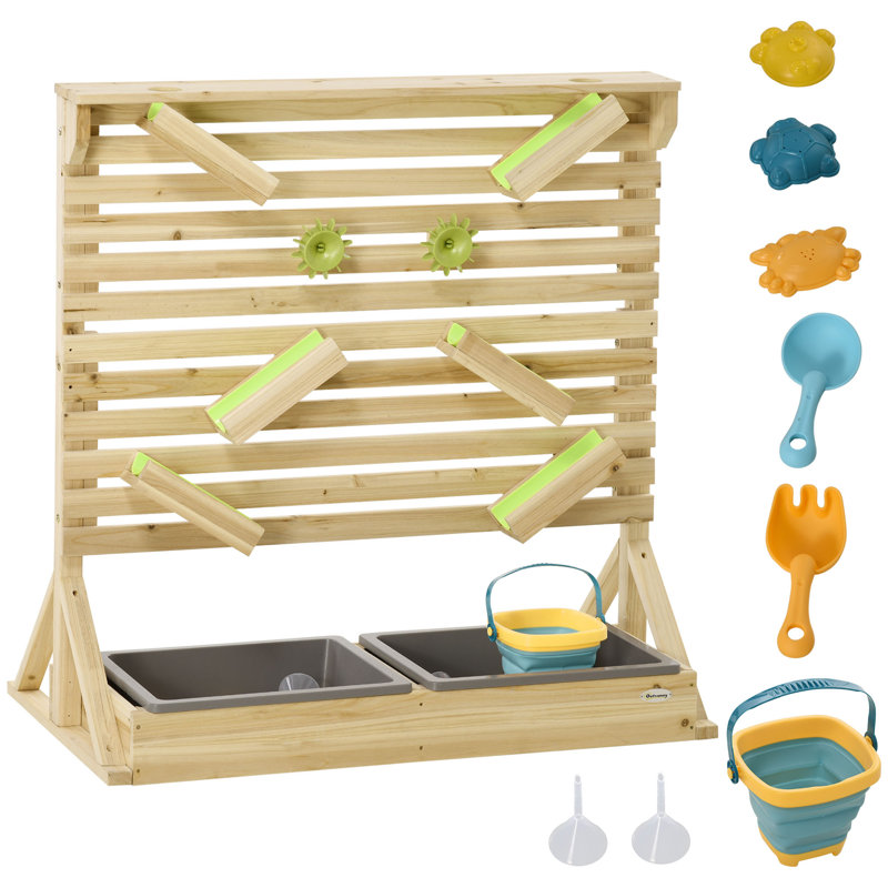 Outsunny 36'' x 36.8'' Solid Wood Rectangle Sandbox
