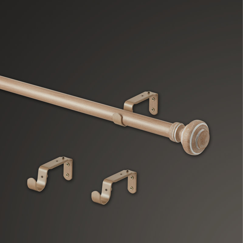 Weathered Oak Farmhouse Curtain Rod with Doorknob Finials