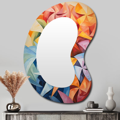 Everlena Abstract wind turbines Rotation II - Wind Turbines Irregular Shape Decorative Mirror, Industrial Asymmetrical Wall Mirror, Printed Metal Art