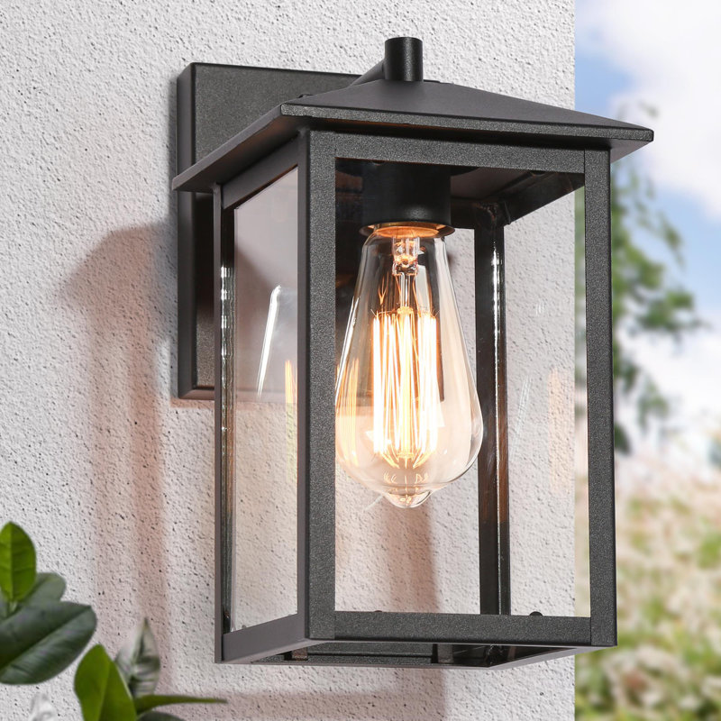  Dekotah Black 11" H Glass Outdoor Wall Light