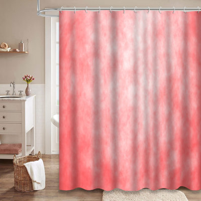 Abstract Pink Peach Salmon Birthday Invite Shower Curtain with 12 Hooks